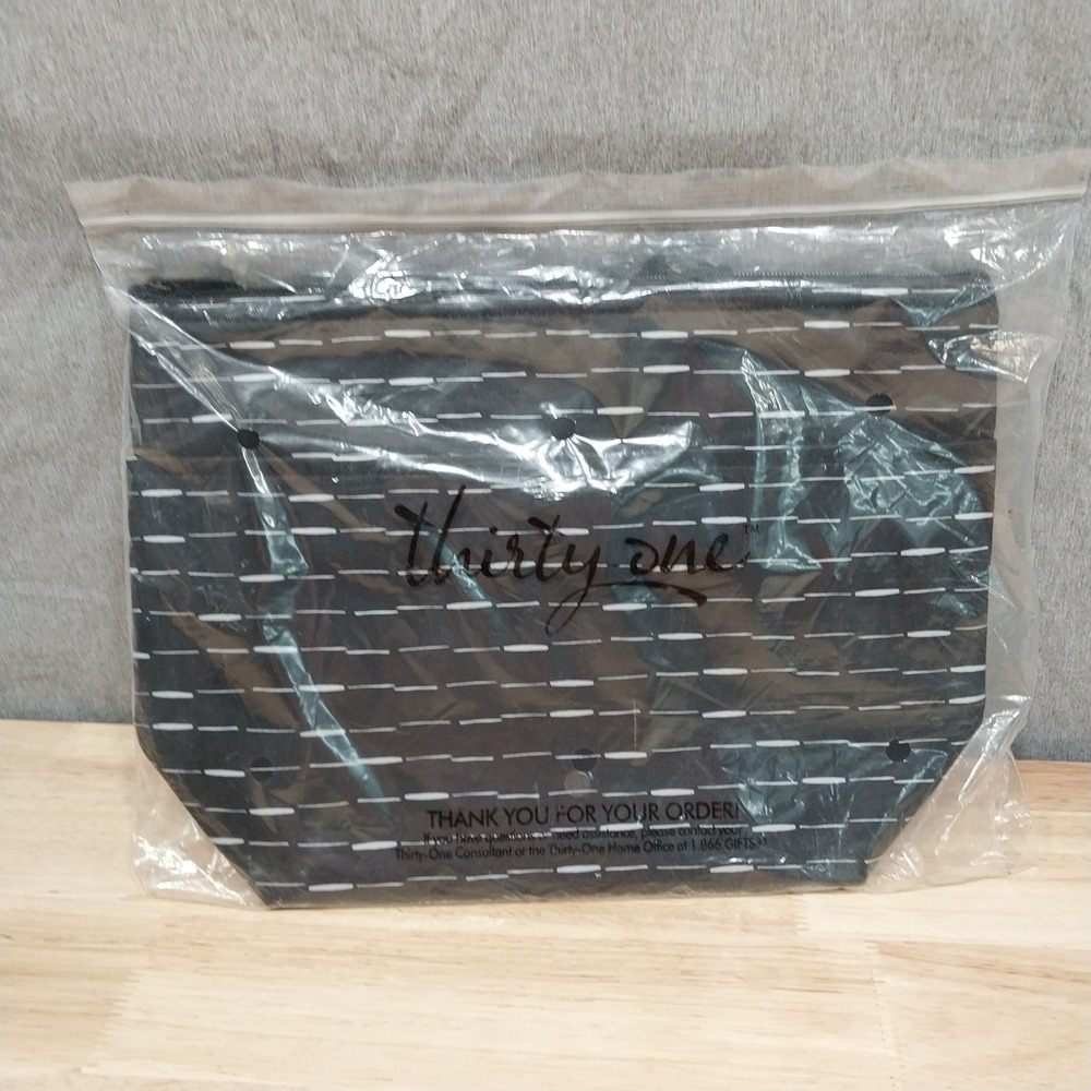 Thirty-One Thermal Tote Bag Insulated Dash Pattern Small Black